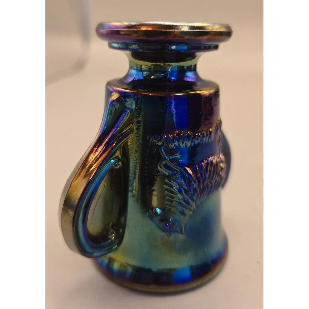 Vintage Sugar Bowl Sheep Miniature Lenox Imperial Iridescent Carnival Glass